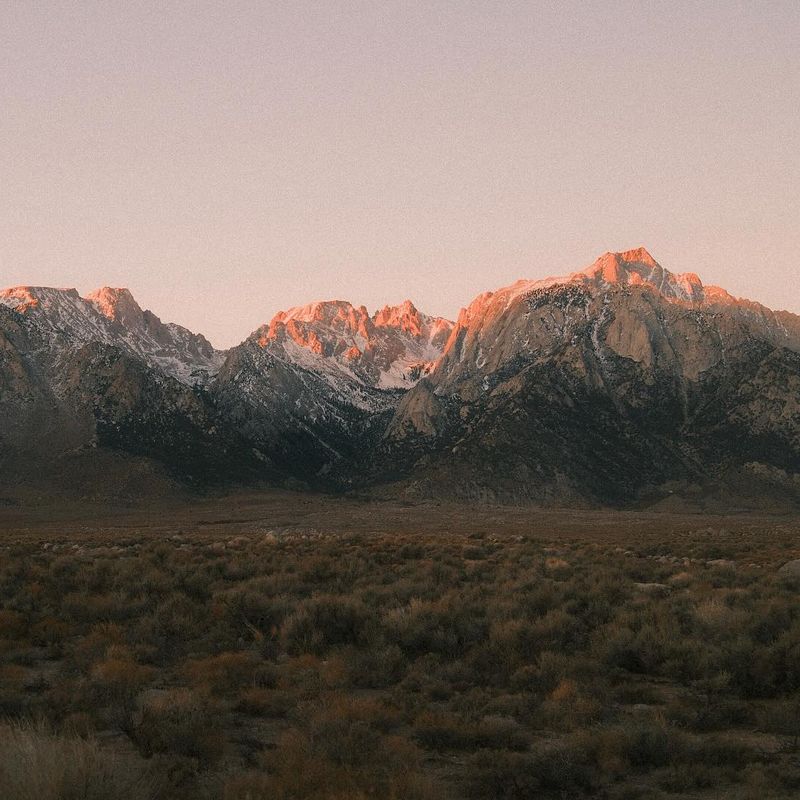 First light on the Eastern Sierra over sagebrush. Photo by Andrew Crow