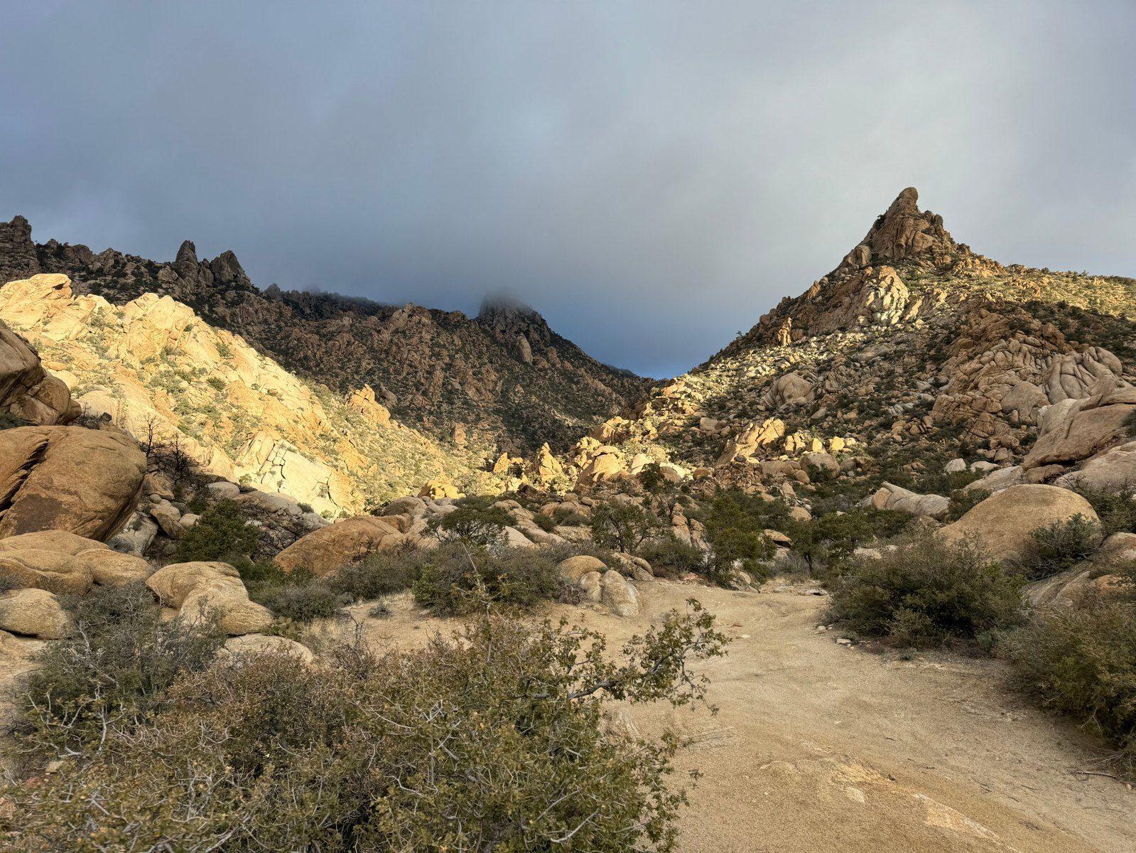 Granite peaks under a storm, Mojave