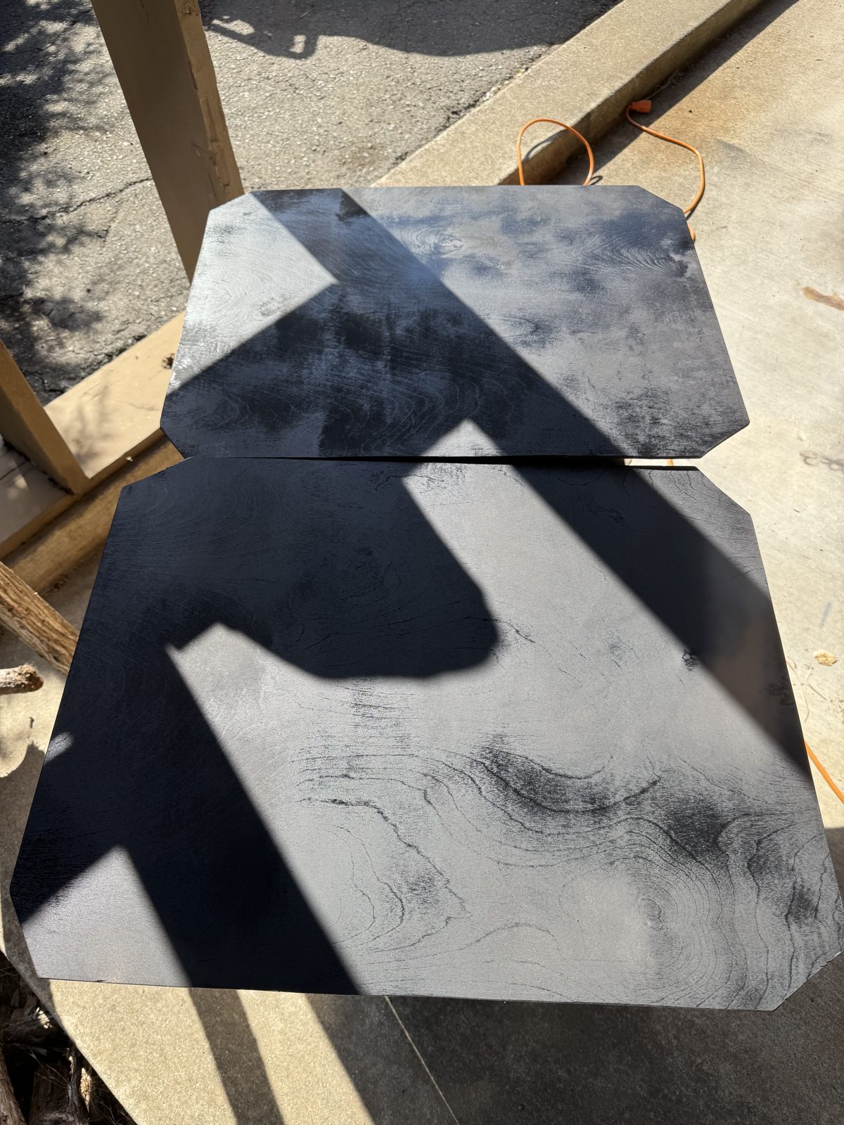 The two slot floor panels, painted black