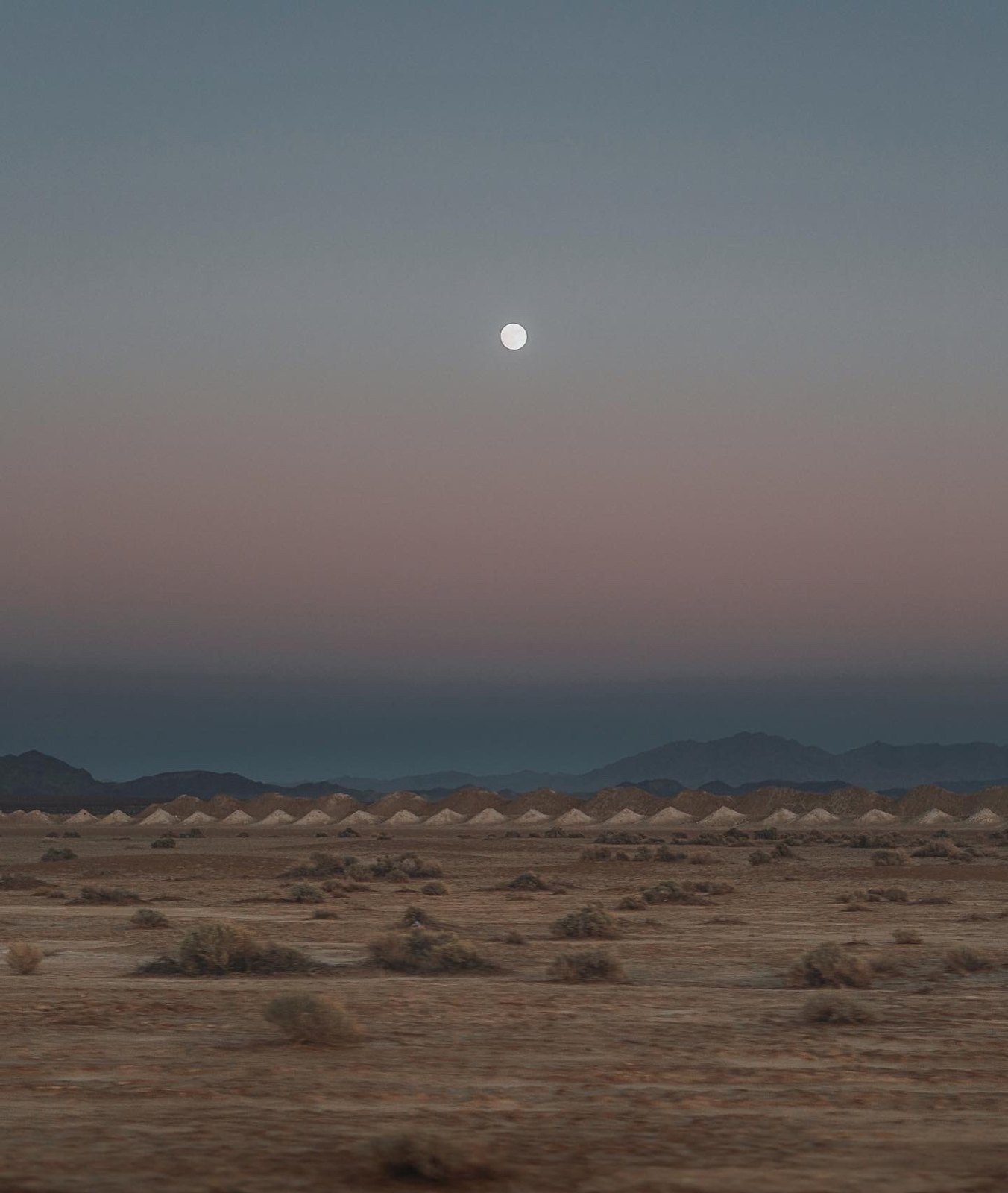 Moonrise over the dry lake